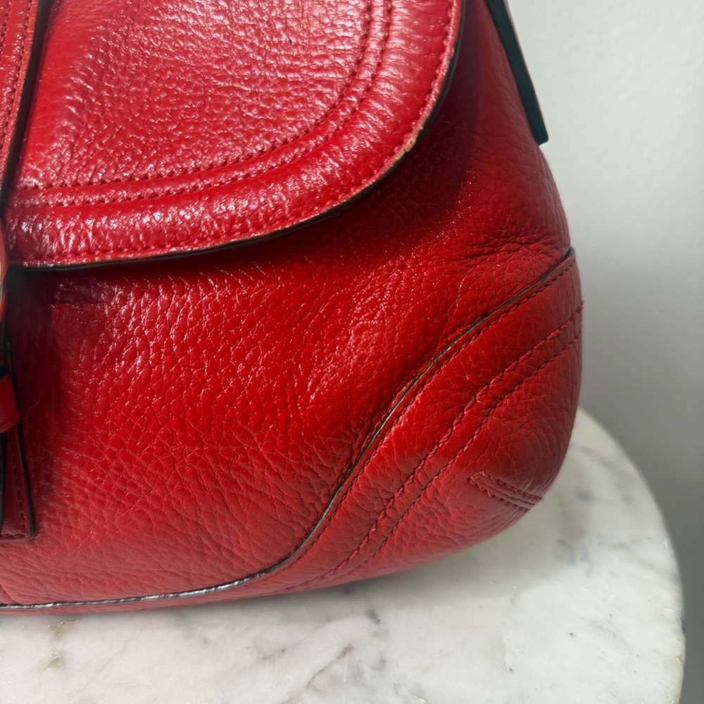 Vintage Coach Red Pebble Leather Soho Shoulder Bag Dyed - Picture 5 of 10
